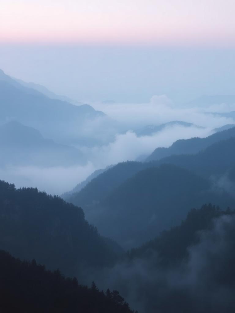 Misty mountains at dawn