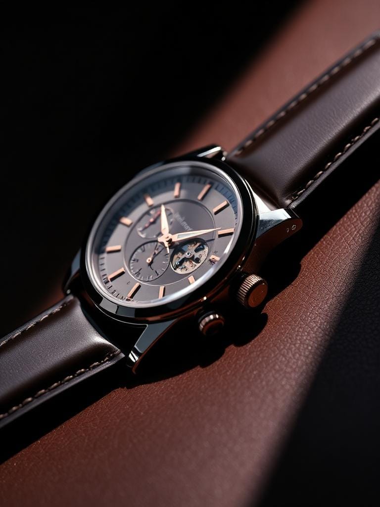 Luxury watch on leather